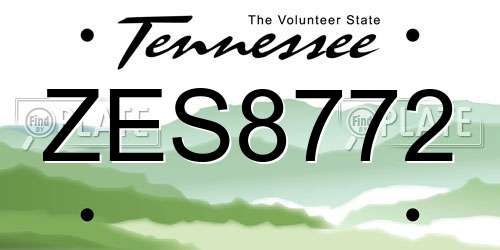 ZES8772 Tennessee License Plate