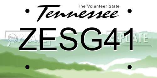 ZESG41 Tennessee License Plate
