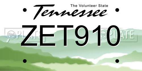ZET910 Tennessee License Plate