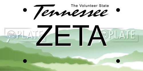 ZETA Tennessee License Plate