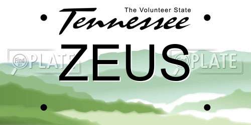 ZEUS Tennessee License Plate