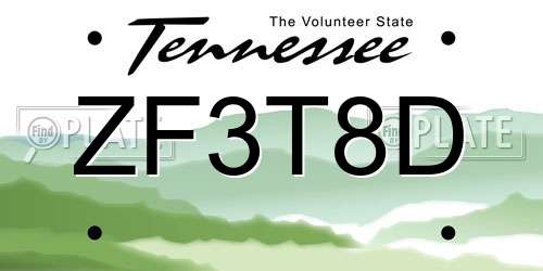ZF3T8D Tennessee License Plate