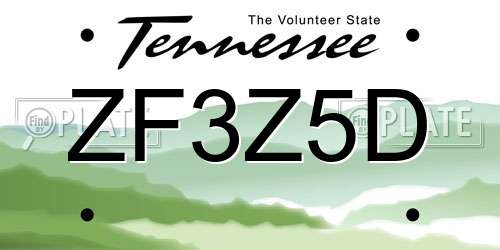 ZF3Z5D Tennessee License Plate