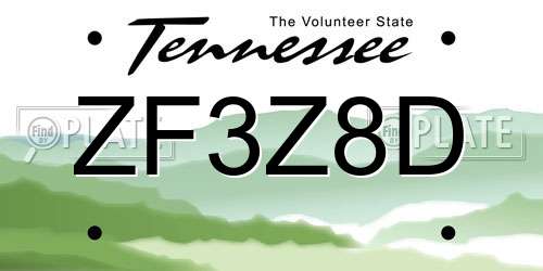 ZF3Z8D Tennessee License Plate