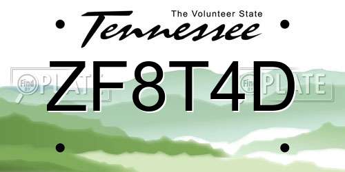 ZF8T4D Tennessee License Plate