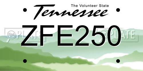 ZFE250 Tennessee License Plate