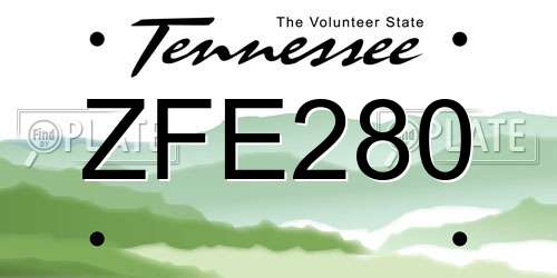 ZFE280 Tennessee License Plate