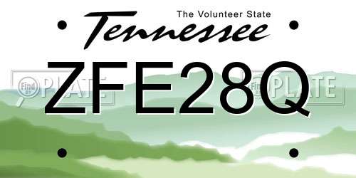 ZFE28Q Tennessee License Plate