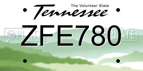 ZFE780 Tennessee License Plate