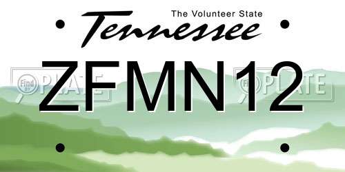 ZFMN12 Tennessee License Plate