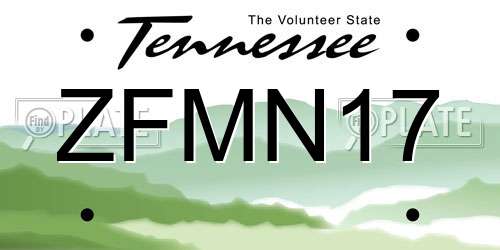 ZFMN17 Tennessee License Plate