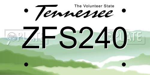 ZFS240 Tennessee License Plate