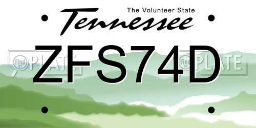 ZFS74D Tennessee License Plate