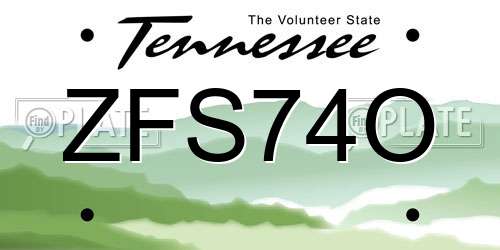 ZFS74O Tennessee License Plate