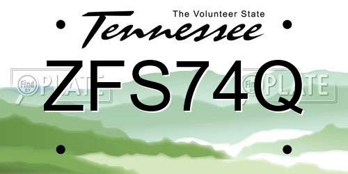 ZFS74Q Tennessee License Plate