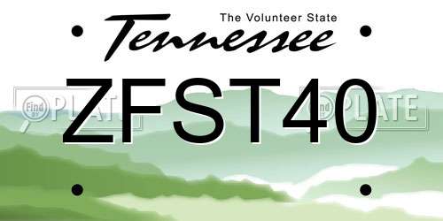ZFST40 Tennessee License Plate