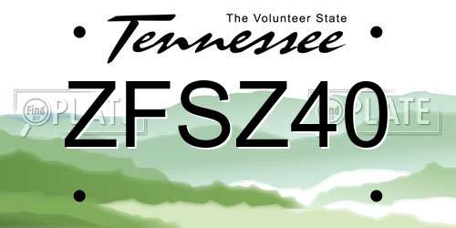 ZFSZ40 Tennessee License Plate