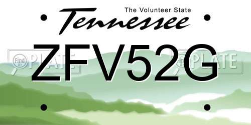 ZFV52G Tennessee License Plate