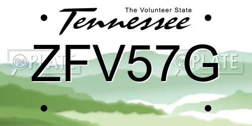ZFV57G Tennessee License Plate