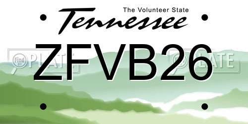 ZFVB26 Tennessee License Plate