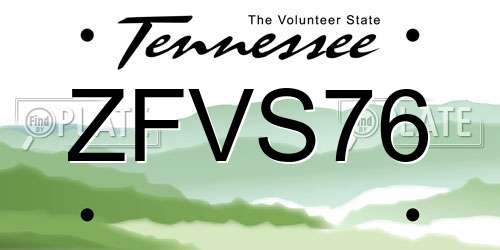 ZFVS76 Tennessee License Plate