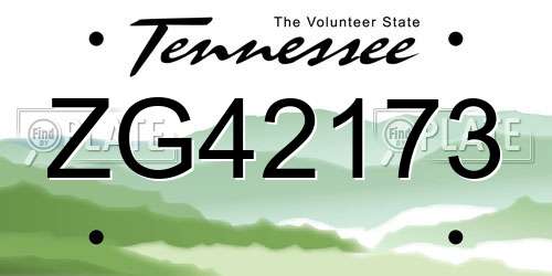 ZG42173 Tennessee License Plate