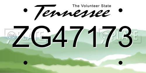 ZG47173 Tennessee License Plate