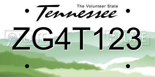 ZG4T123 Tennessee License Plate