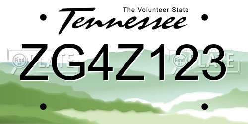 ZG4Z123 Tennessee License Plate
