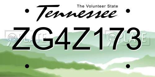 ZG4Z173 Tennessee License Plate
