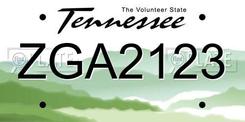 ZGA2123 Tennessee License Plate