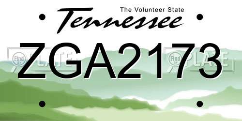 ZGA2173 Tennessee License Plate
