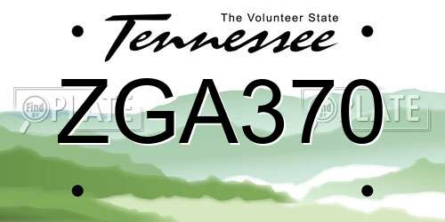ZGA370 Tennessee License Plate