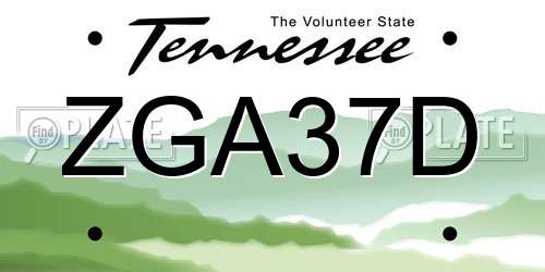 ZGA37D Tennessee License Plate