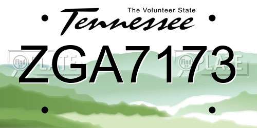 ZGA7173 Tennessee License Plate