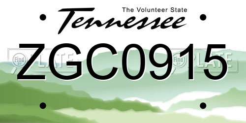 ZGC0915 Tennessee License Plate