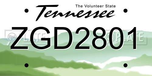 ZGD2801 Tennessee License Plate