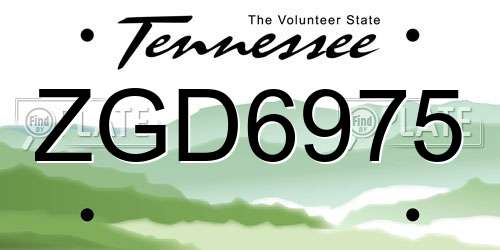 ZGD6975 Tennessee License Plate