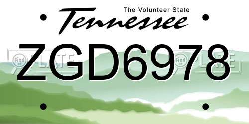 ZGD6978 Tennessee License Plate