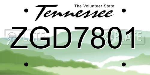 ZGD7801 Tennessee License Plate
