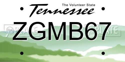 ZGMB67 Tennessee License Plate