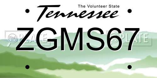 ZGMS67 Tennessee License Plate