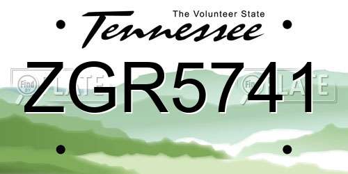 ZGR5741 Tennessee License Plate