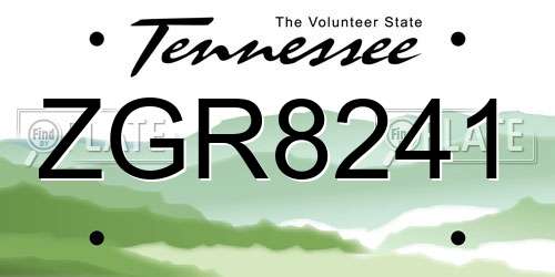 ZGR8241 Tennessee License Plate
