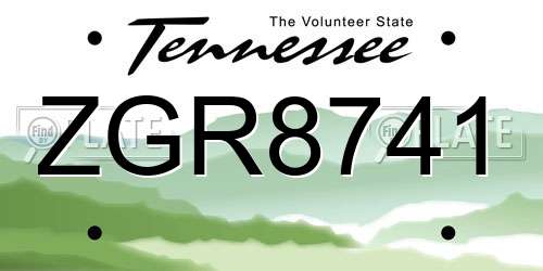 ZGR8741 Tennessee License Plate