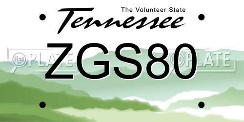 ZGS80 Tennessee License Plate