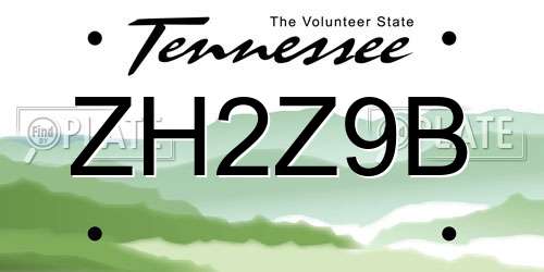 ZH2Z9B Tennessee License Plate