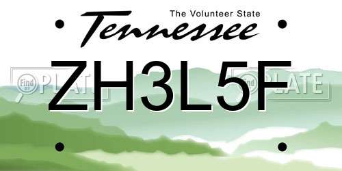 ZH3L5F Tennessee License Plate