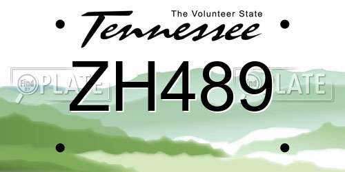 ZH489 Tennessee License Plate