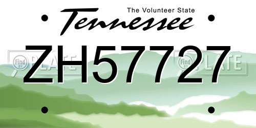 ZH57727 Tennessee License Plate